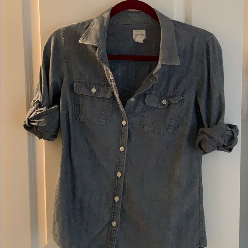 JCrew “The Perfect Shirt” denim button-down shirt